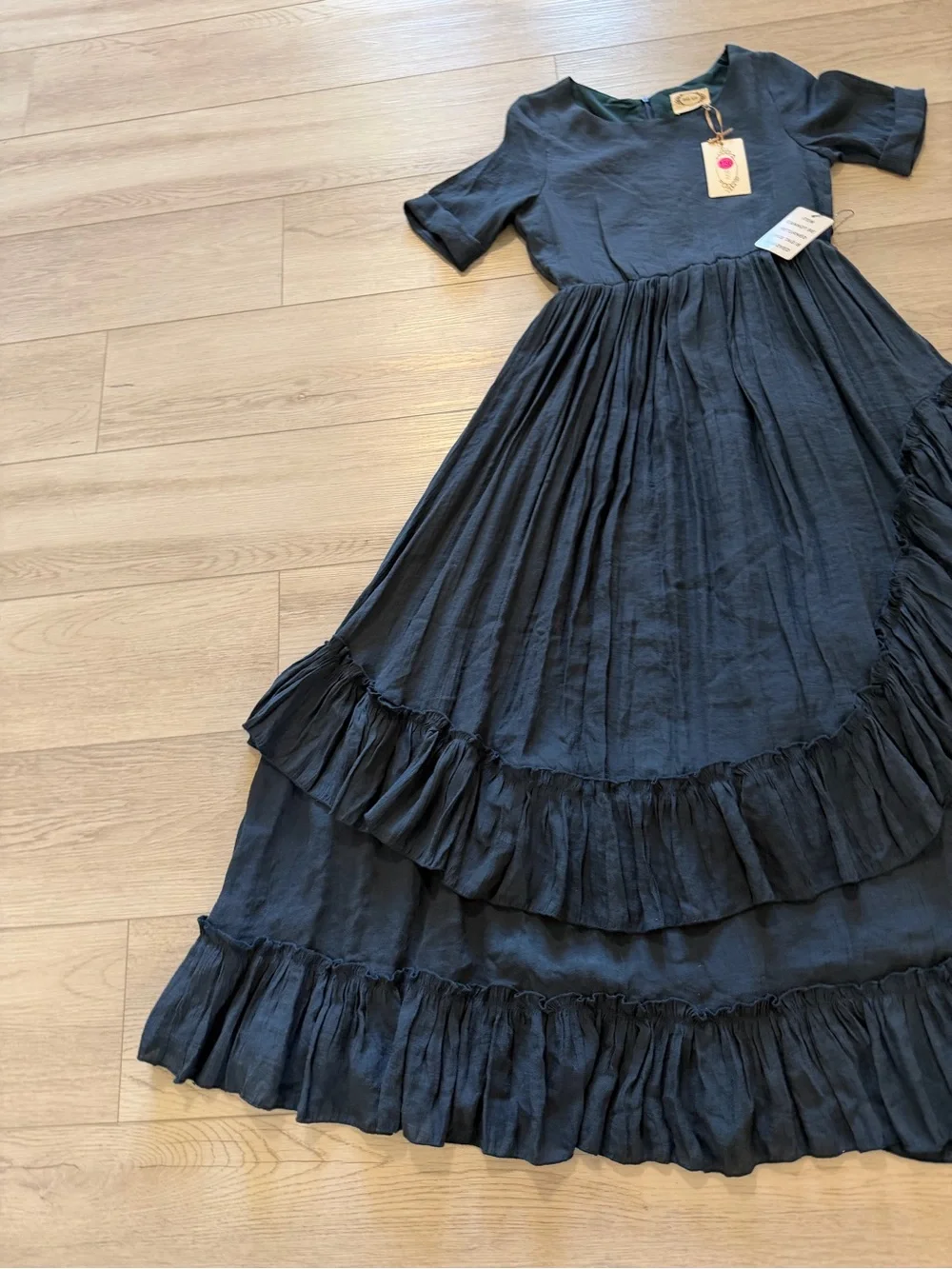 NWT Joyfolie Mia Joy Teen Girl Boho Lace Tiered Cedrica Maxi Dress Blue Sz 14